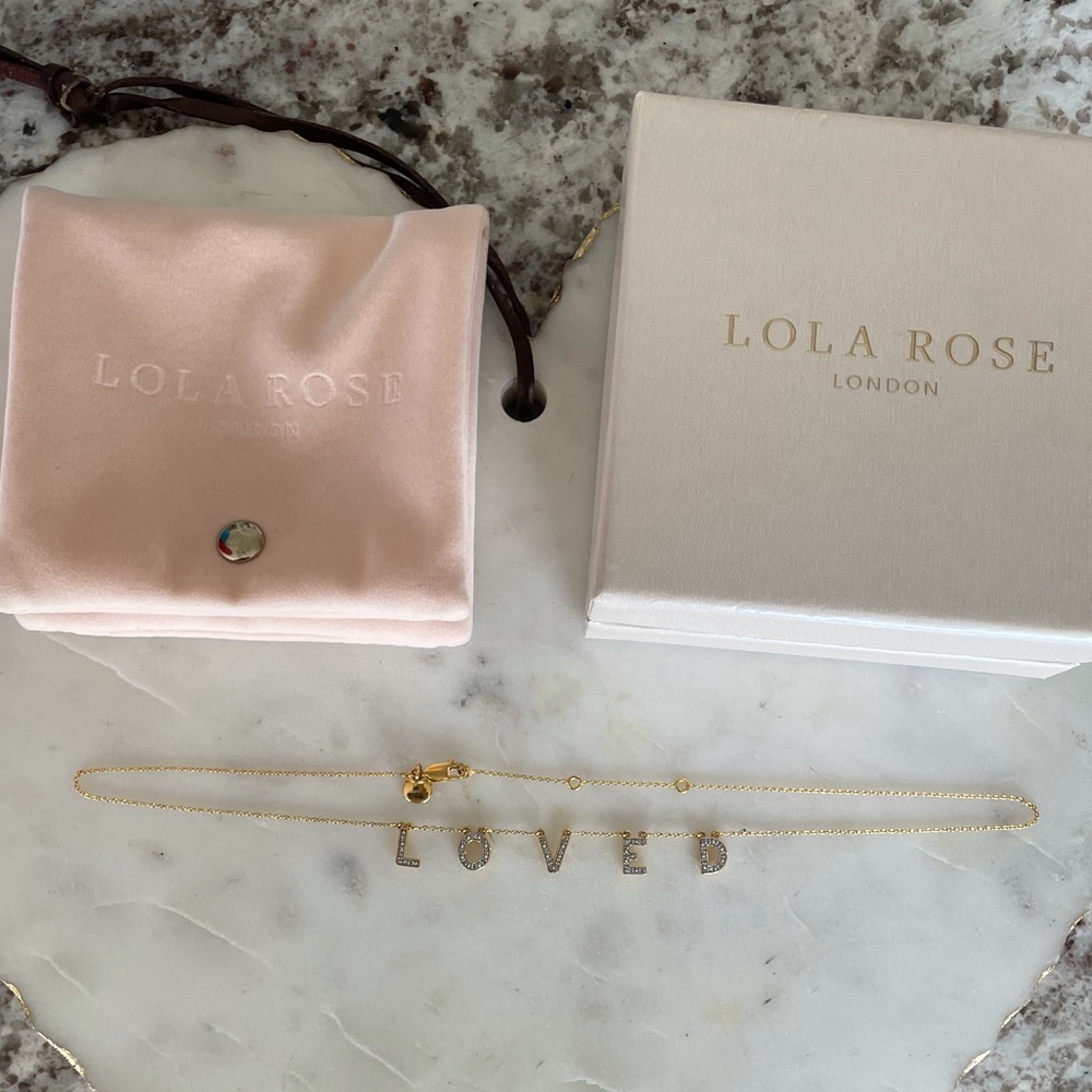 Lola Rose London LOVED bunting charm diamond necklace